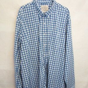 St John's Bay Classic Fit Long Sleeve Blue/White Plaid Men's 3XLT Button Shirt